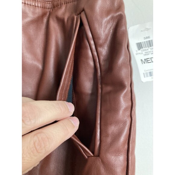 New INC Faux Leather Jogger Pants MEDIUM Cognac Brown Urban Boho - Picture 4 of 13
